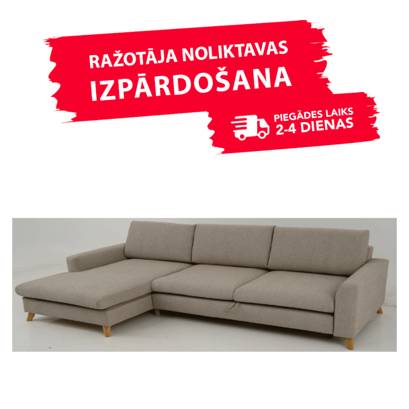 Sofa MARIO SLEEPING (Kairysis kampas, ištraukiamas)(Bežas)